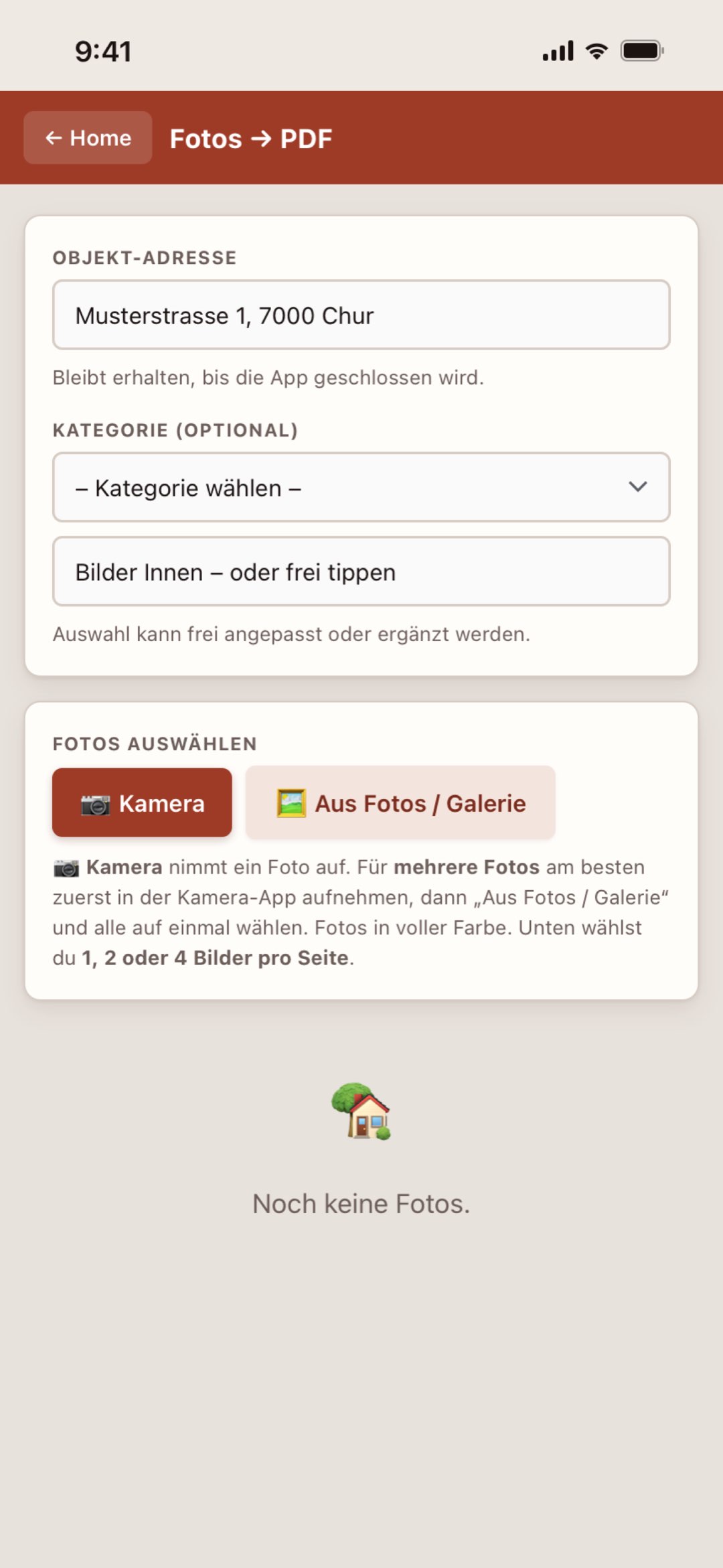 Fotos zu PDF auf dem iPhone in der Makler Toolbox
