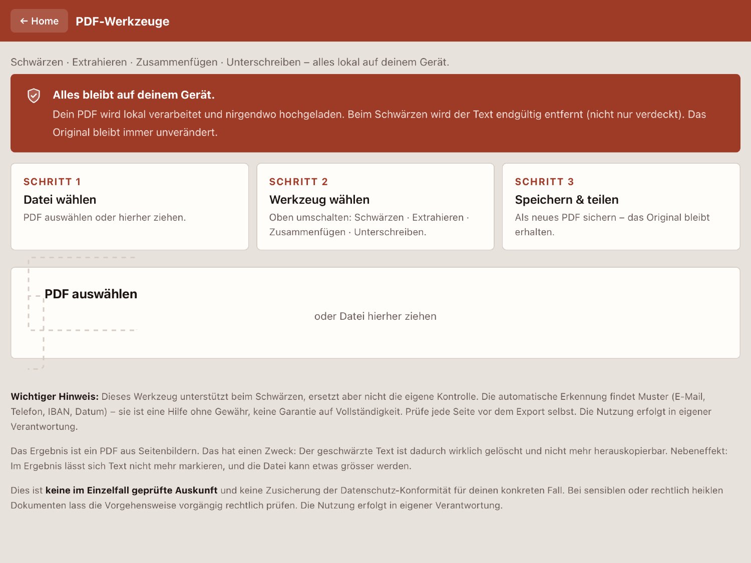 PDF-Werkzeuge auf dem Tablet in der Makler Toolbox