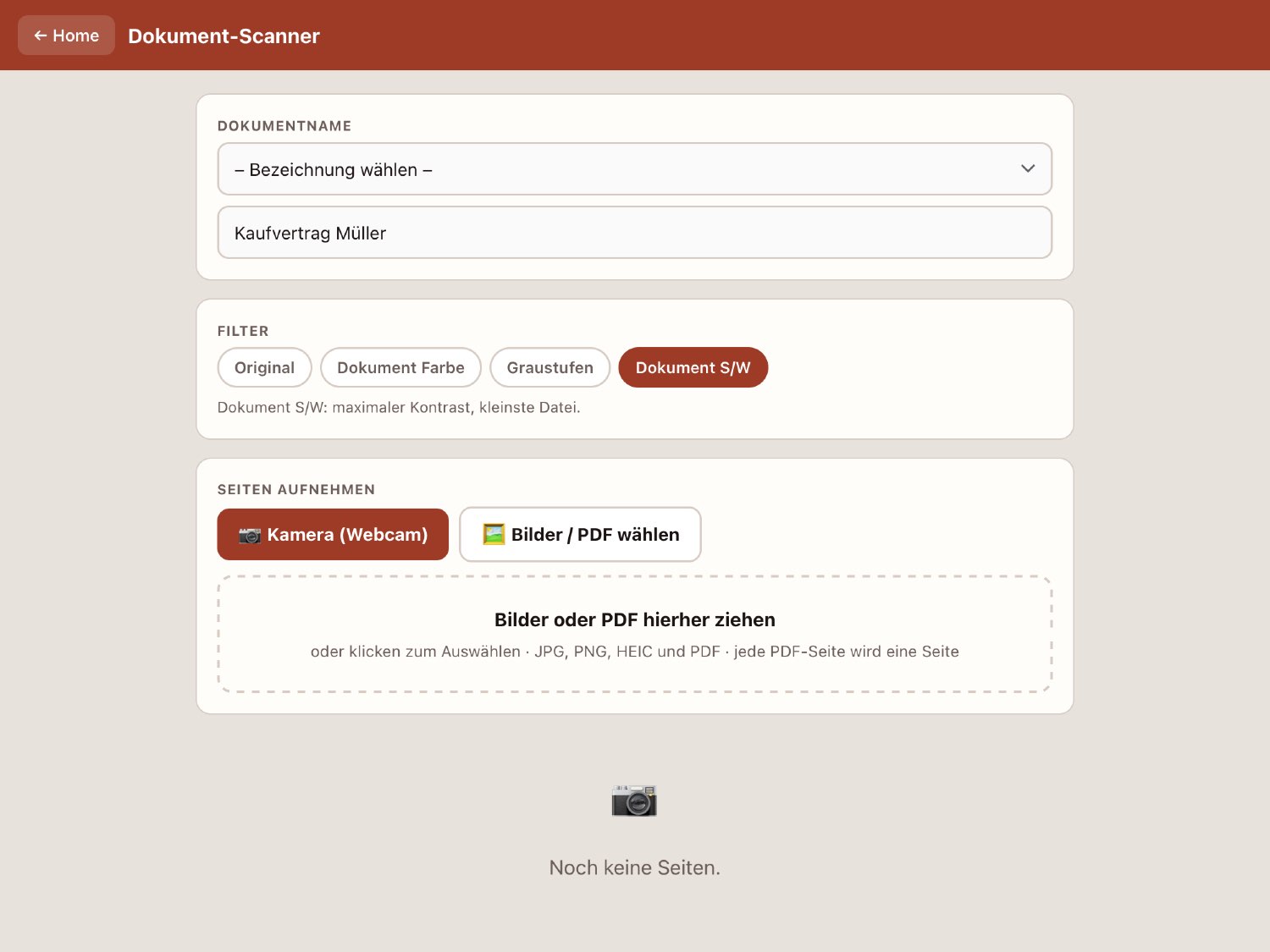 Dokumentenscanner auf dem Tablet in der Makler Toolbox