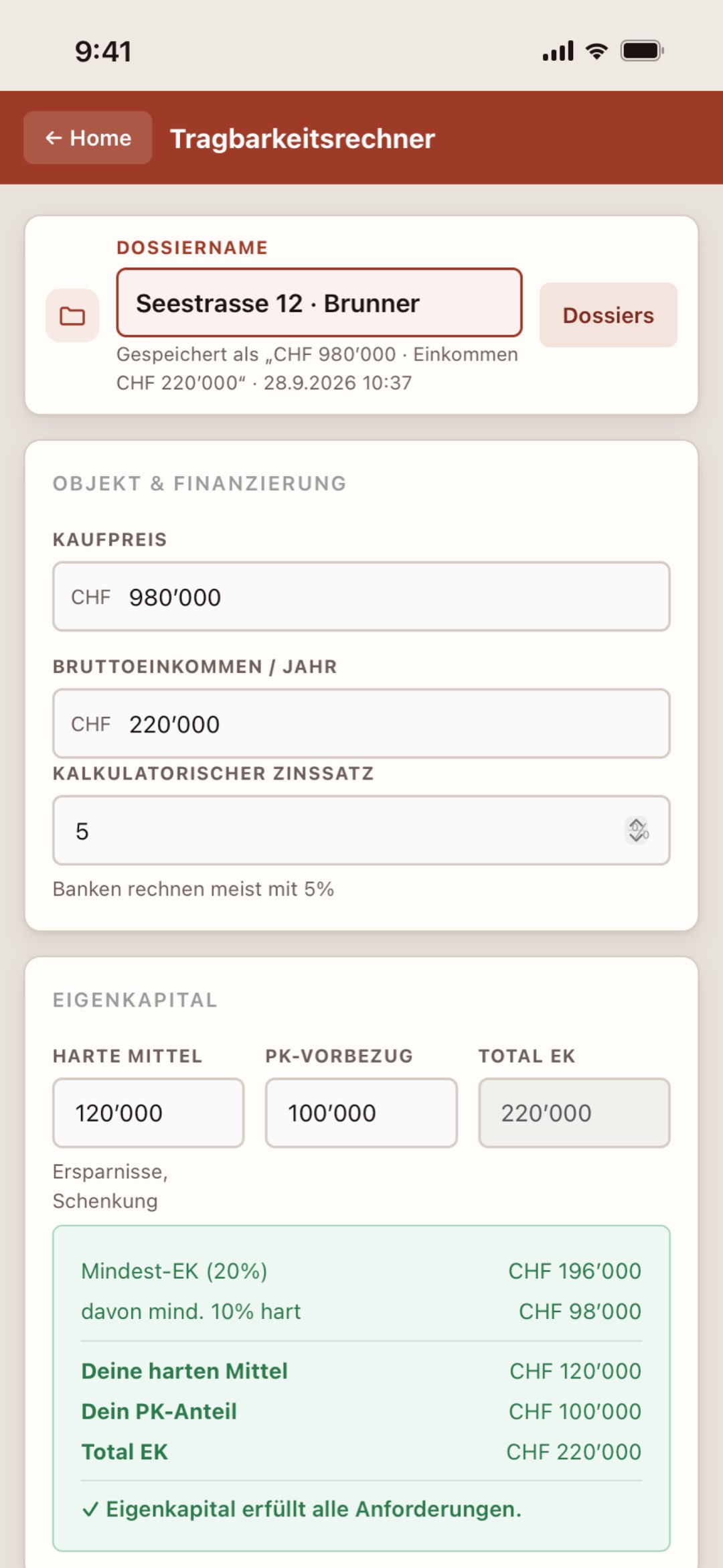 Tragbarkeit auf dem iPhone in der Makler Toolbox